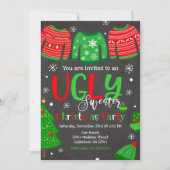 Ugly Sweater Christmas Party Invitation schoolbord Kaart (Voorkant)