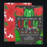 Ugly Sweater Christmas Party Invitation schoolbord Kaart<br><div class="desc">Alle design zijn © Happy Panda Print</div>