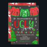 Ugly Sweater Christmas Party Invitation schoolbord Kaart<br><div class="desc">Alle design zijn © Happy Panda Print</div>