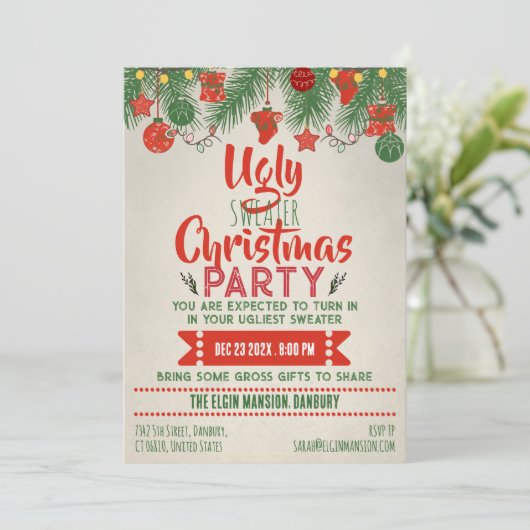 Ugly Sweater Christmas Party  Kaart (Staand voorkant)