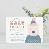 Ugly Sweater Christmas Party Polar Beer Invitation Kaart (Staand voorkant)