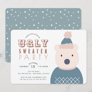 Ugly Sweater Christmas Party Polar Beer Invitation Kaart