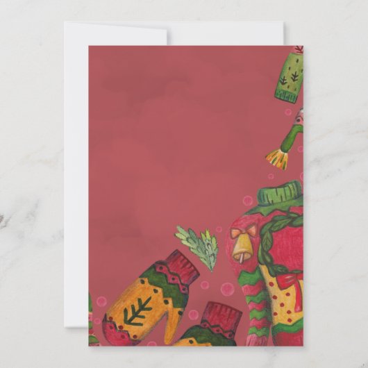 Ugly Sweater Christmas Party Rustieke Waterverf Kaart (Achterkant)