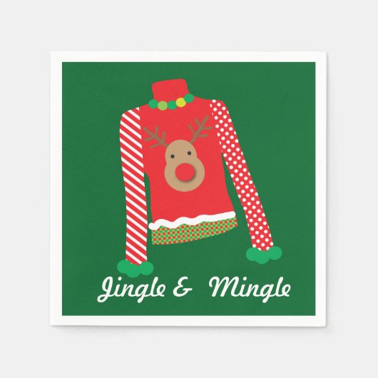 Ugly Sweater Christmas Party Servetten (Groen) (Voorkant)