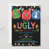 Ugly Sweater Christmas Party Tacky Vest schoolbord Kaart (Voorkant)