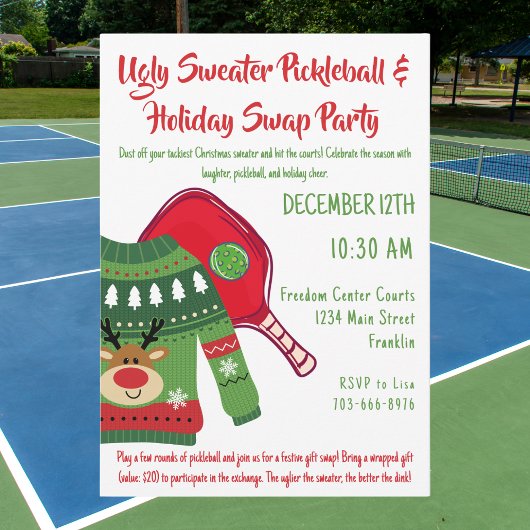 Ugly Sweater Christmas Pickleball Gift Swap Kaart