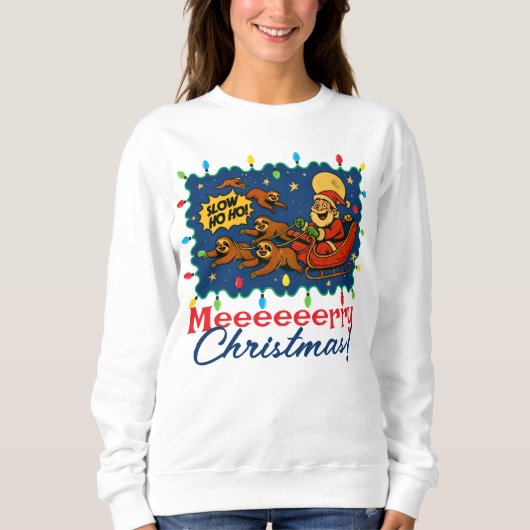 Ugly sweater Christmas Santa sleigh sloth reindeer (Voorkant)