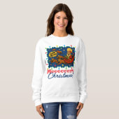 Ugly sweater Christmas Santa sleigh sloth reindeer (Voorkant volledig)