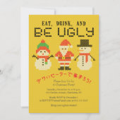 Ugly Sweater Christmas Santa Snowman Borduurwerk Kaart (Voorkant)