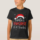 Ugly Sweater Christmas Santa's Favorite Ela Teache T-shirt (Voorkant)