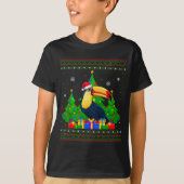 Ugly Sweater Christmas Tree Santa Hat Toucans Xmas T-shirt (Voorkant)
