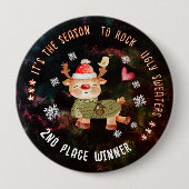 Ugly Sweater Contest 2nd Place Winner- Reindeer Ronde Button 4,0 Cm (Voorkant)