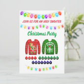Ugly Sweater Contest Colorful Kerstparty Kaart (Staand voorkant)