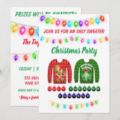 Ugly Sweater Contest Colorful Kerstparty Kaart (Voorkant / Achterkant)