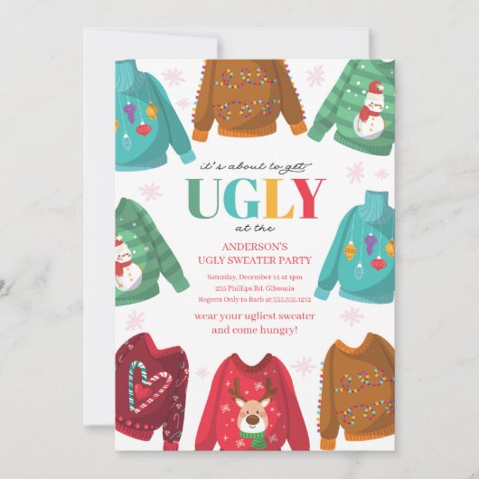 Ugly Sweater Contest Party Uitnodiging (Voorkant)