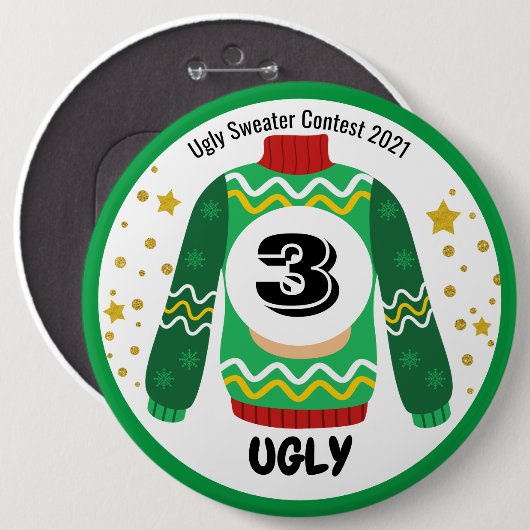 Ugly Sweater Contest Prize-Button Ronde Button 6,0 Cm (Voorkant /achterkant)