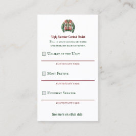 Ugly Sweater Contest Voter Ballet Visitekaartje