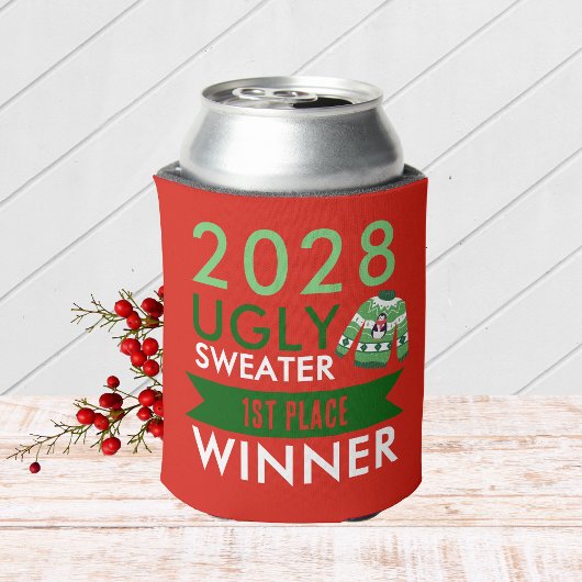 Ugly Sweater Contest Winnaar Prijs Blikjeskoeler