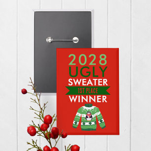 Ugly Sweater Contest Winnaar Prijs Button