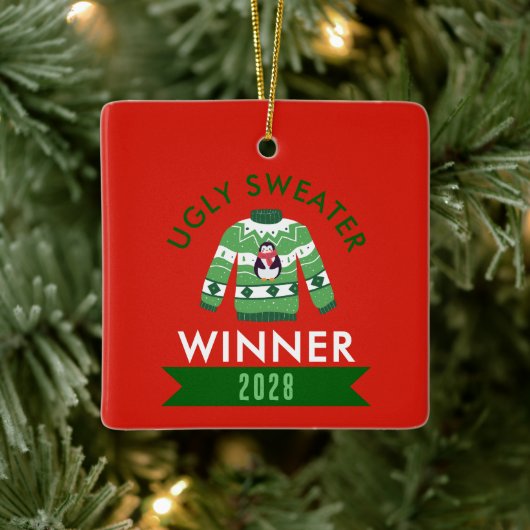 Ugly Sweater Contest Winnaar Prijs Keramisch Ornament (Boom)