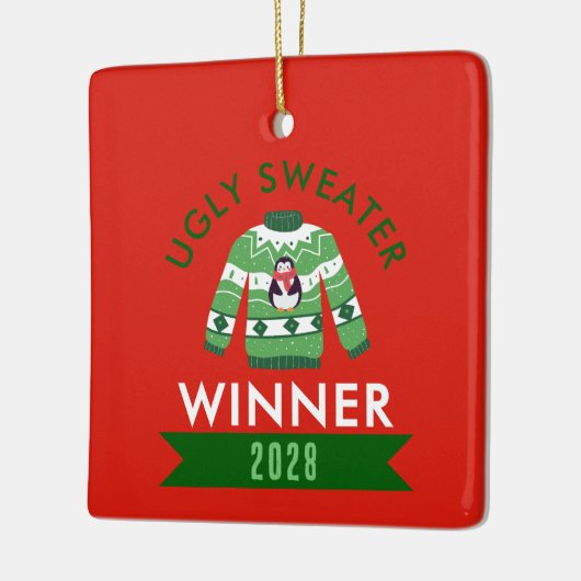 Ugly Sweater Contest Winnaar Prijs Keramisch Ornament (Links)
