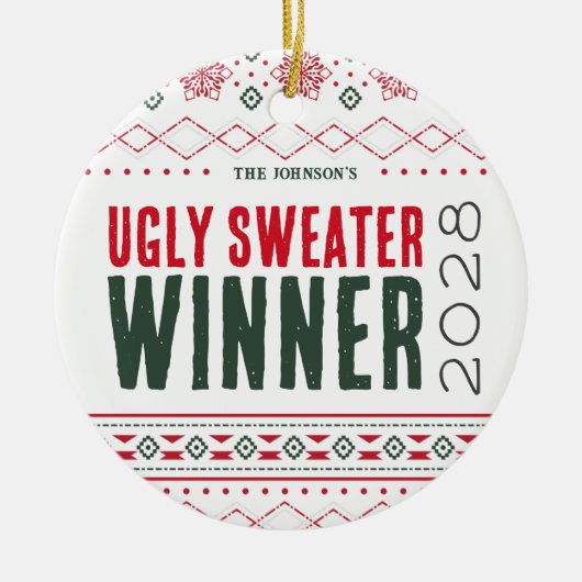 Ugly Sweater Contest Winnaar Prijs Keramisch Ornament (Voorkant)