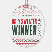 Ugly Sweater Contest Winnaar Prijs Keramisch Ornament (Links)