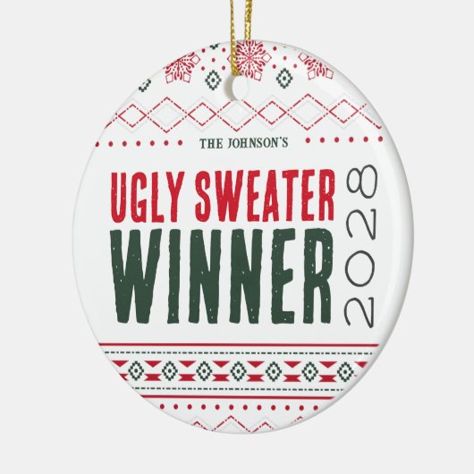 Ugly Sweater Contest Winnaar Prijs Keramisch Ornament (Links)