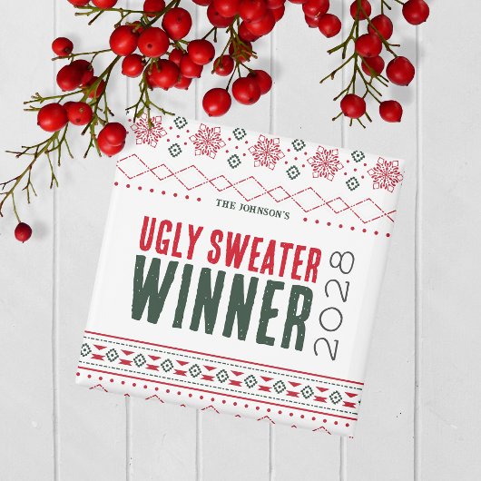Ugly Sweater Contest Winnaar Prijs Magneet