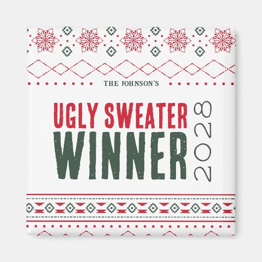 Ugly Sweater Contest Winnaar Prijs Magneet (Voorkant)