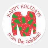 Ugly Sweater CUSTOM Vakantie Kerstmis Ronde Sticker (Voorkant)