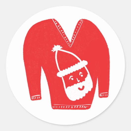 Ugly Sweater CUSTOM Vakantie Kerstmis Ronde Sticker (Voorkant)