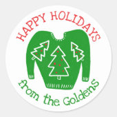 Ugly Sweater CUSTOM Vakantie Kerstmis Ronde Sticker (Voorkant)