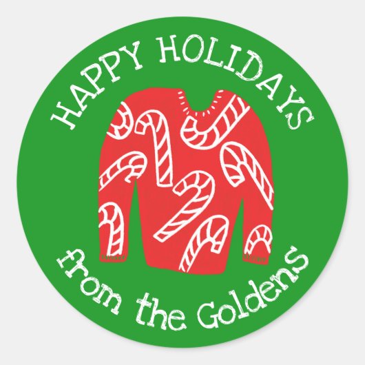 Ugly Sweater CUSTOM Vakantie Kerstmis Ronde Sticker (Voorkant)