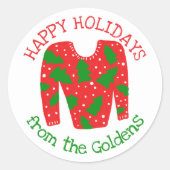 Ugly Sweater CUSTOM Vakantie Kerstmis Ronde Sticker (Voorkant)