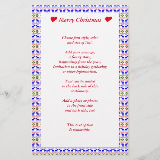 Ugly Sweater (Deal With It) Reindeer Christmas Briefpapier (Voorkant)