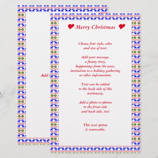 Ugly Sweater (Deal With It) Reindeer Christmas  Briefpapier (Voorkant / Achterkant)