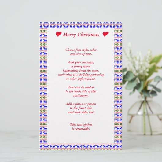 Ugly Sweater (Deal With It) Reindeer Christmas Briefpapier (Staand voorkant)