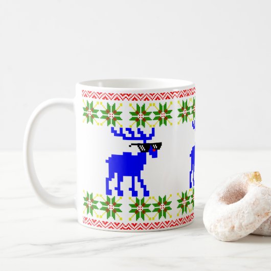 Ugly Sweater (Deal With It) Reindeer Christmas Koffiemok (Met donut)
