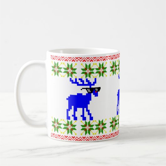 Ugly Sweater (Deal With It) Reindeer Christmas Koffiemok (Links)