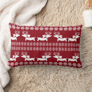 Ugly Sweater Fair Isle Reindeer Dachshund Pillow Kussen