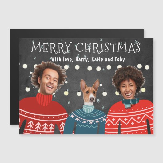 Ugly Sweater Family Christmas Card ,Funny Christma (Voorkant / Achterkant)