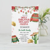 Ugly Sweater Fiesta Christmas party Invitation Kaart (Staand voorkant)