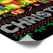 Ugly Sweater Frogs Santa Hat Reindeer Xmas Frog Lo Poster (Hoek)