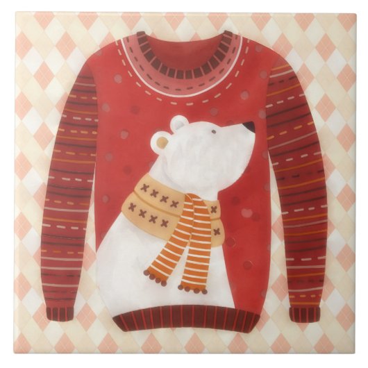 Ugly Sweater Fun Graphic Art Holiday Tile Tegeltje (Voorkant)