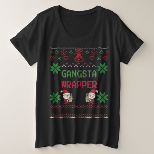 Ugly Sweater - Gangsta Wrapper - kerstcadeau Grote Maat T-shirt (Design voorkant)