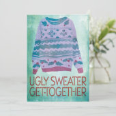 Ugly Sweater Get Together Holiday Party Kaart (Staand voorkant)
