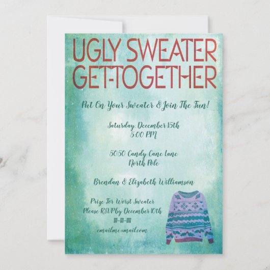 Ugly Sweater Get Together Holiday Party Kaart (Achterkant)