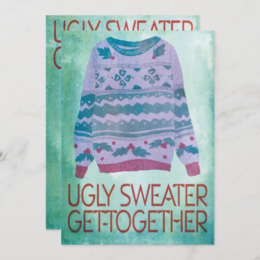 Ugly Sweater Get Together Holiday Party Kaart (Voorkant / Achterkant)