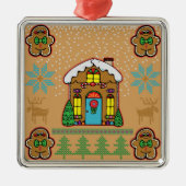 Ugly Sweater Gingerbrood House Mannen Metalen Ornament (Voorkant)